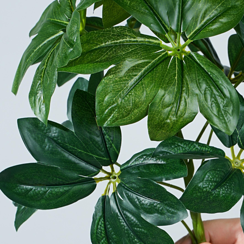 Plantă artificială cu nouă capete, frunze verzi și galbene, ornament decorativ pentru interior