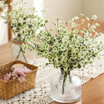 Plantă decorativă artificială cu frunze de măr, frunze de bani și eucalipt, stil Nordic pentru casă, din țesătură de mătase