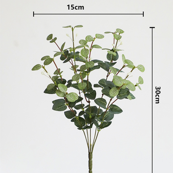 Plantă decorativă artificială cu frunze de măr, frunze de bani și eucalipt, stil Nordic pentru casă, din țesătură de mătase