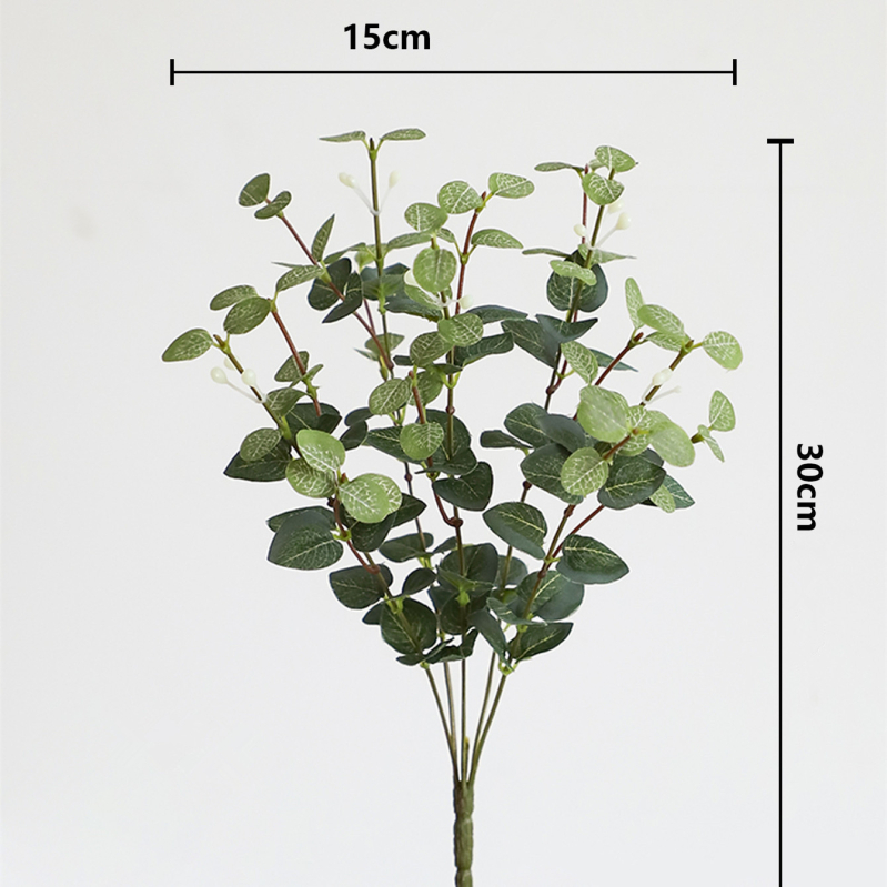 Plantă decorativă artificială cu frunze de măr, frunze de bani și eucalipt, stil Nordic pentru casă, din țesătură de mătase