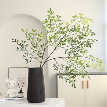 Plantă artificială cu trei ramuri, bambus artificial din PVC moale, bonsai pentru decor în casă