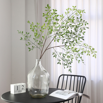 Plantă artificială cu trei ramuri, bambus artificial din PVC moale, bonsai pentru decor în casă