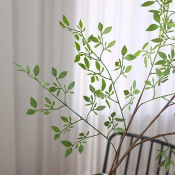 Plantă artificială cu trei ramuri, bambus artificial din PVC moale, bonsai pentru decor în casă