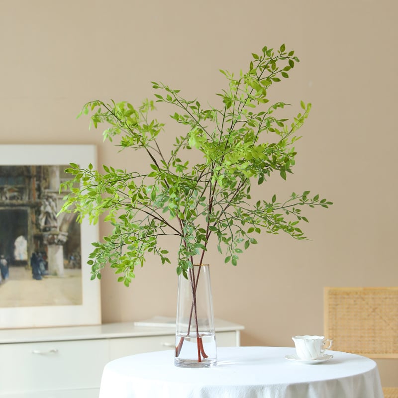 Plantă artificială cu trei ramuri, bambus artificial din PVC moale, bonsai pentru decor în casă
