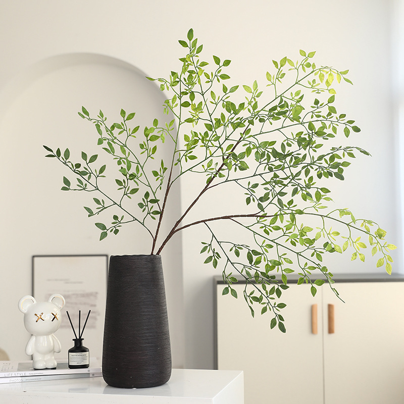 Plantă artificială cu trei ramuri, bambus artificial din PVC moale, bonsai pentru decor în casă