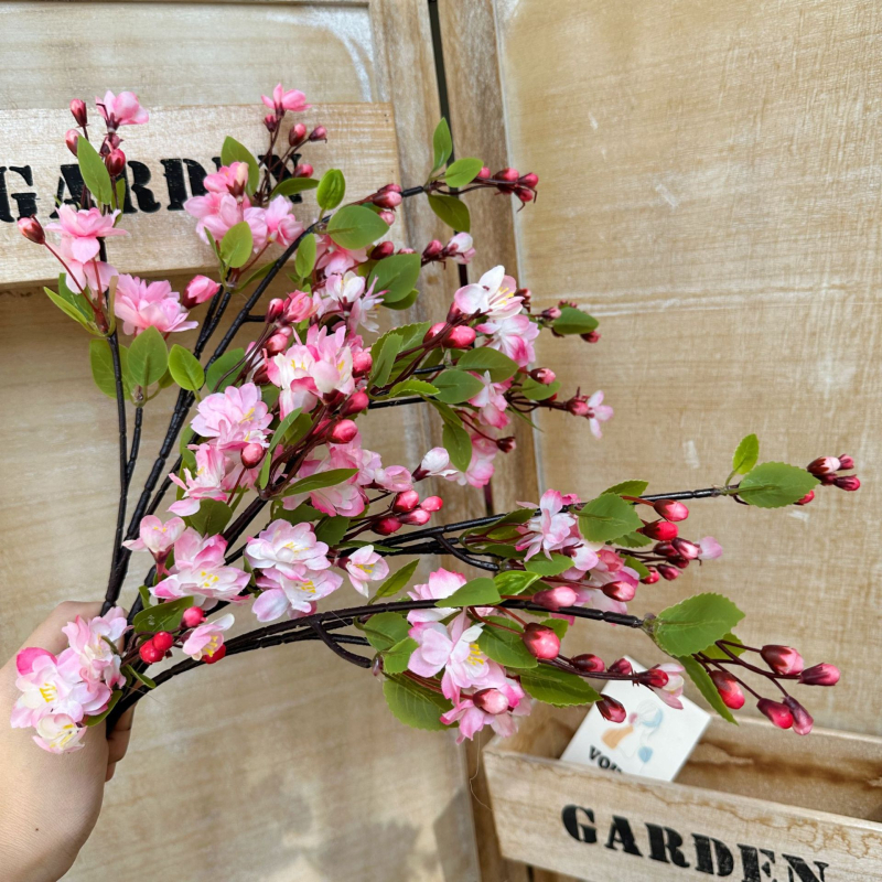 O singură ramură de floare de cireș – floare de mătase artificială, realistă, pentru decor de nuntă, exterior și recuzită foto