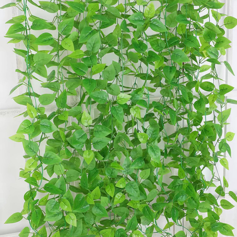 Viță artificială cu frunze verzi, plantă decorativă din plastic pentru acoperirea conductelor de apă și a instalațiilor HVAC, 100-200 cm