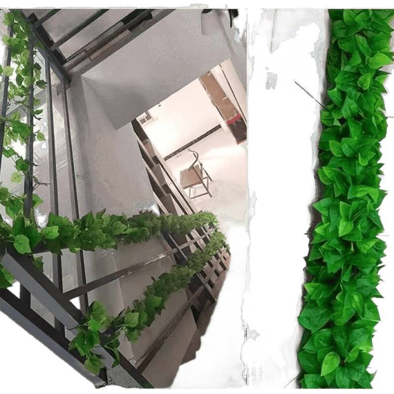 Viță artificială cu frunze verzi, plantă decorativă din plastic pentru acoperirea conductelor de apă și a instalațiilor HVAC, 100-200 cm
