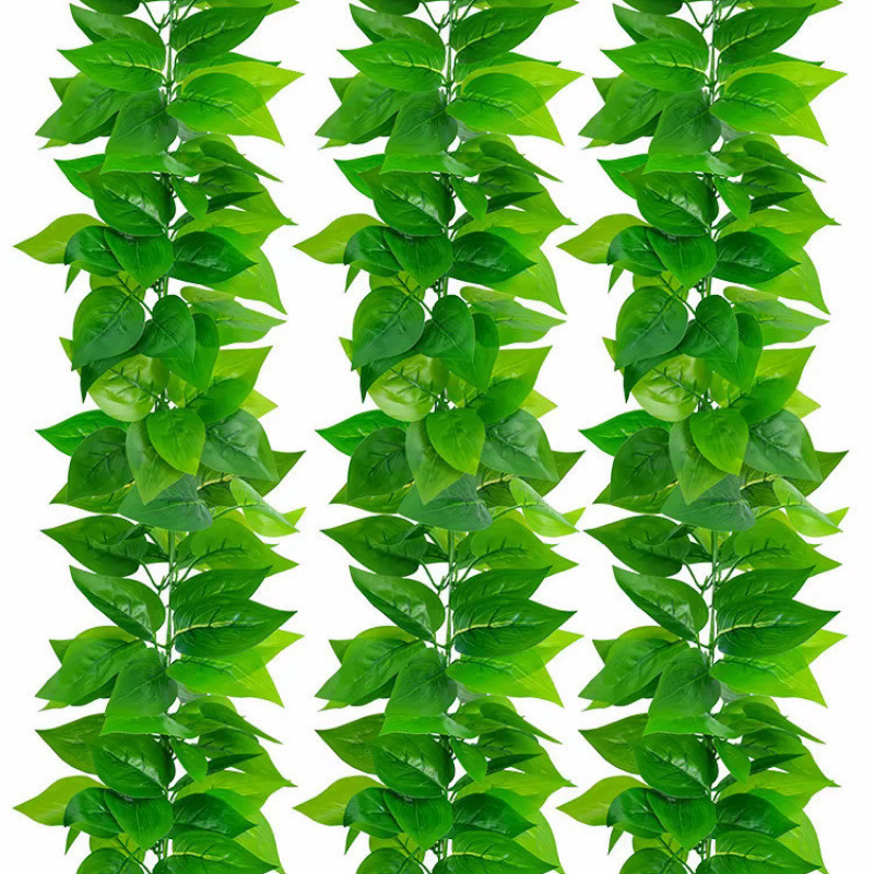 Viță artificială cu frunze verzi, plantă decorativă din plastic pentru acoperirea conductelor de apă și a instalațiilor HVAC, 100-200 cm