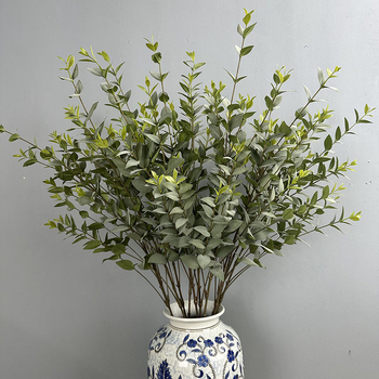 Buchet cu frunze de eucalipt cu vârfuri, artificiale, pentru nuntă și decor acasă, frunze de mătase, aspect realist al eucaliptului