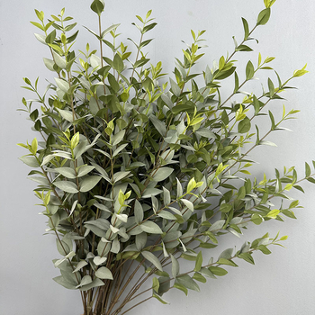 Buchet cu frunze de eucalipt cu vârfuri, artificiale, pentru nuntă și decor acasă, frunze de mătase, aspect realist al eucaliptului