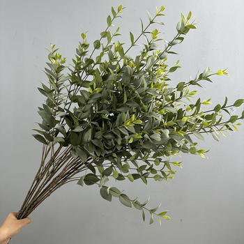 Buchet cu frunze de eucalipt cu vârfuri, artificiale, pentru nuntă și decor acasă, frunze de mătase, aspect realist al eucaliptului