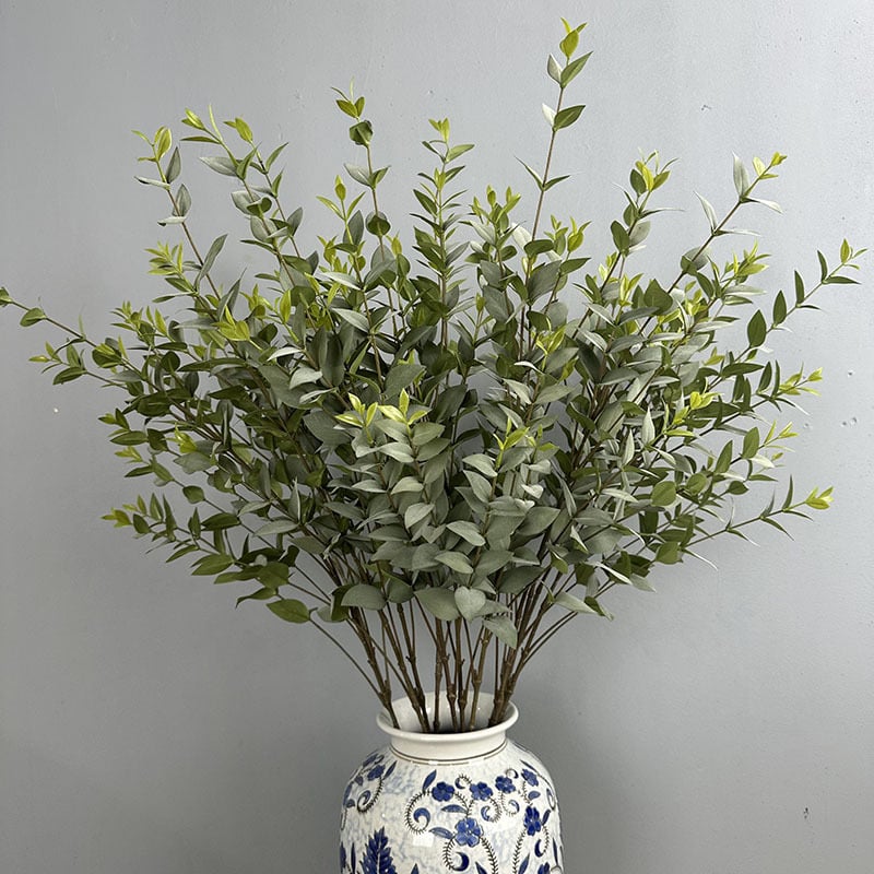 Buchet cu frunze de eucalipt cu vârfuri, artificiale, pentru nuntă și decor acasă, frunze de mătase, aspect realist al eucaliptului