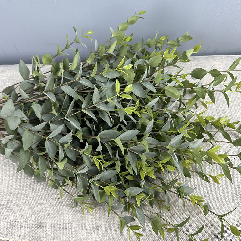 Buchet cu frunze de eucalipt cu vârfuri, artificiale, pentru nuntă și decor acasă, frunze de mătase, aspect realist al eucaliptului