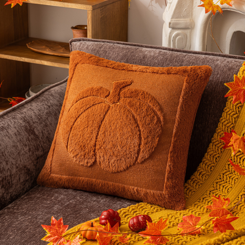 Husă de pernă cu dovleac de Halloween, quiltată, pentru sufragerie, textile de casă