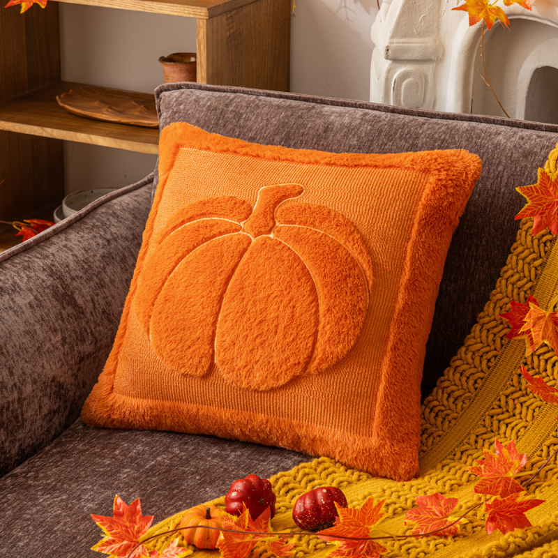 Husă de pernă cu dovleac de Halloween, quiltată, pentru sufragerie, textile de casă
