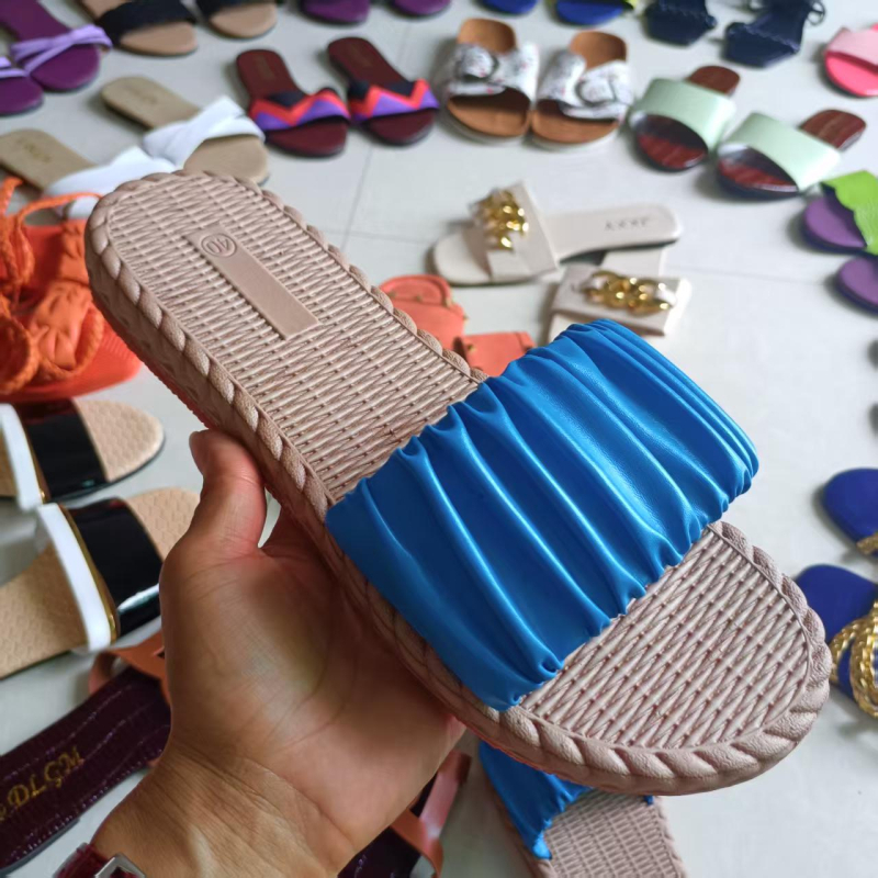 Γυναικεία πέδιλα με ένα λουρί, επίπεδη σόλα, casual, αναπνεύσιμο PVC επάνω μέρος