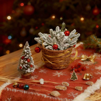 Ace de pin artificiale cu aspect catifelat pentru decor de Crăciun, accesorii pentru aranjament DIY al bradului, PE pin și chiparos