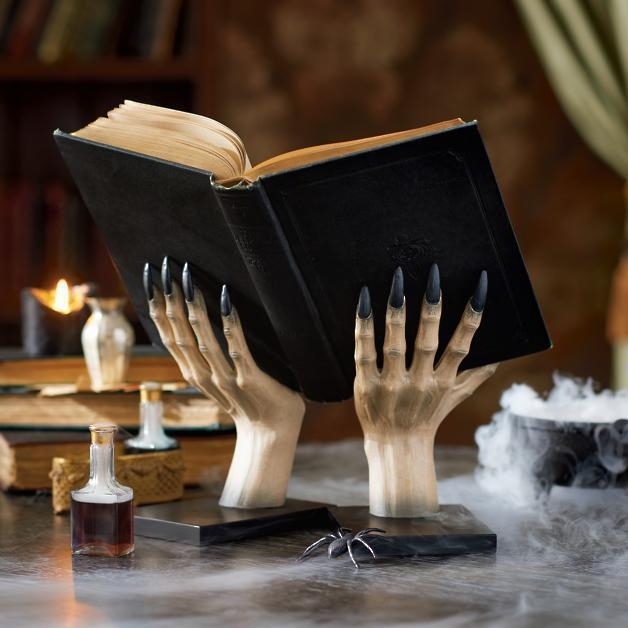 Suport de cărți cu mâna vrăjitoarei, decor din rășină pentru raft, Halloween