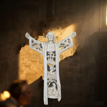 Crucifix din rășină pentru perete, decor retro în stil european