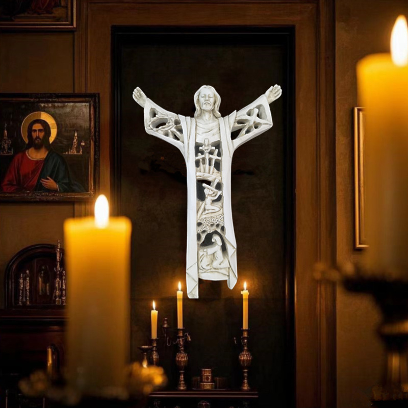 Crucifix din rășină pentru perete, decor retro în stil european