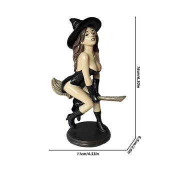 Statuetă vrăjitoare sexy pentru raftul de cărți – decor de Halloween din rășină