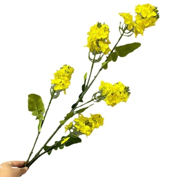 Flori artificiale de rapiță cu cinci capete pentru decor de grădină și fundal de fotografiere; flori de mătase