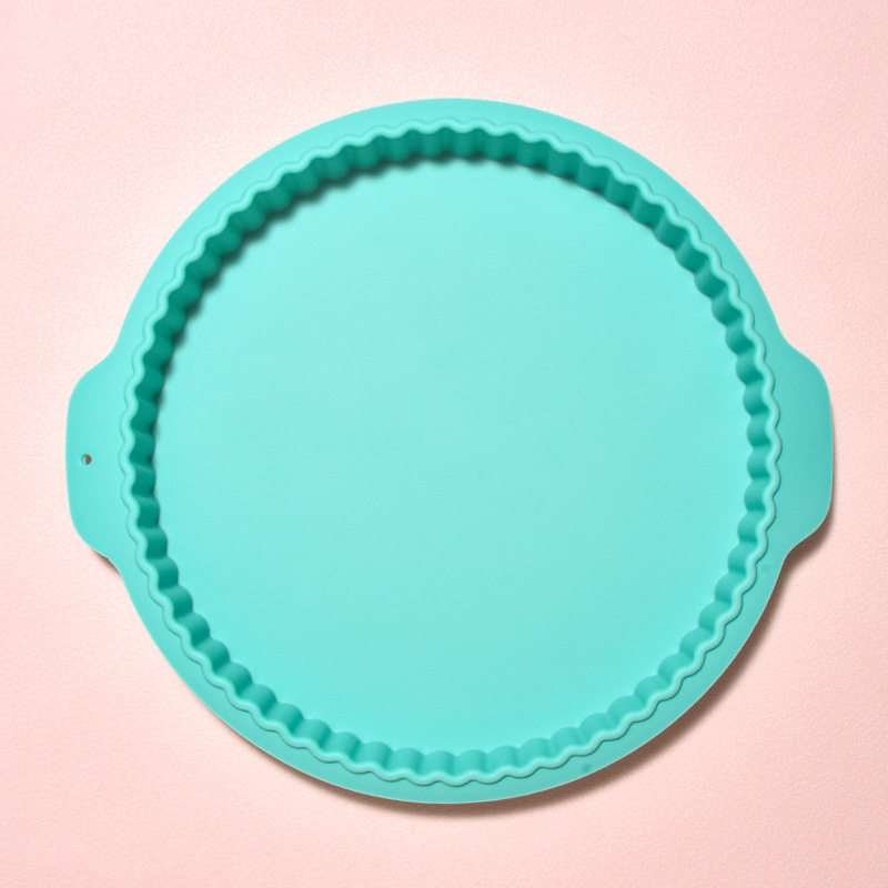 Matriță de copt rotundă din silicon, mare, cu două mânere, pentru prăjituri, plăcinte și tarte