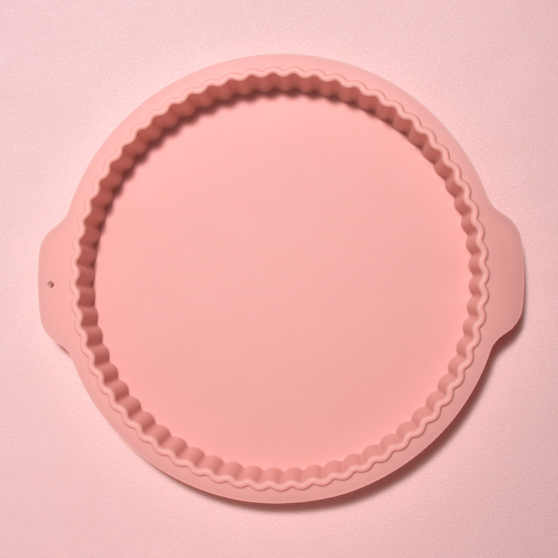 Matriță de copt rotundă din silicon, mare, cu două mânere, pentru prăjituri, plăcinte și tarte