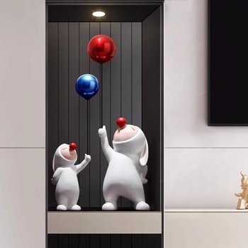 Figurină din rășină cu iepuraș balon, pentru marginile dulapului TV, decor de masă, sufragerie și hol