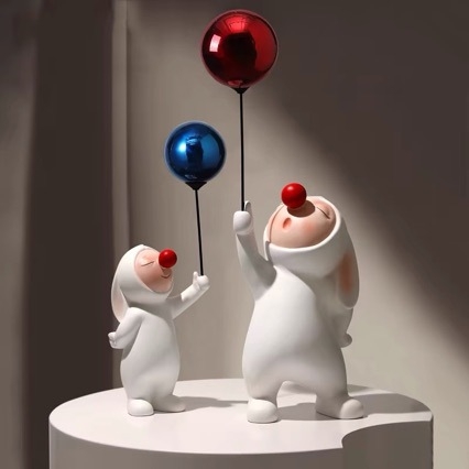 Figurină din rășină cu iepuraș balon, pentru marginile dulapului TV, decor de masă, sufragerie și hol