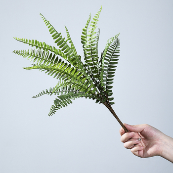 Ferigă de Boston și iarbă persană - plantă artificială din PVC moale, decor interior, ornament în ghiveci