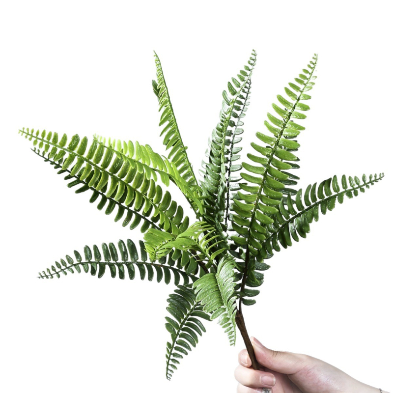 Ferigă de Boston și iarbă persană - plantă artificială din PVC moale, decor interior, ornament în ghiveci