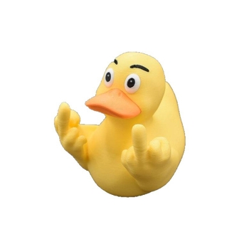 Rață din rășină, ornament cu ambele mâini ridicate arătând degetul mijlociu, pentru decorul casei și grădinii; drăguță și plină de farmec, pare să plutească