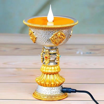 Tibetanska budistička električna maslena lampa, ukras s osam blagoslovljenih simbola