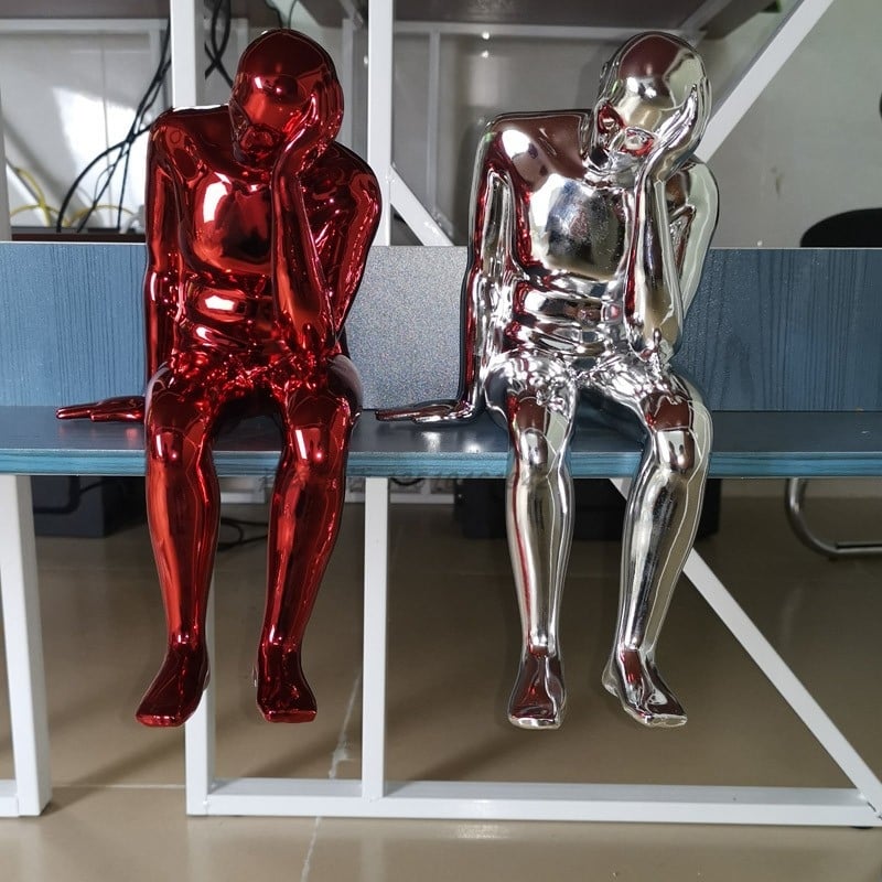Sculptură din rășină electroplacată – Gânditor pentru rafturi și expoziții