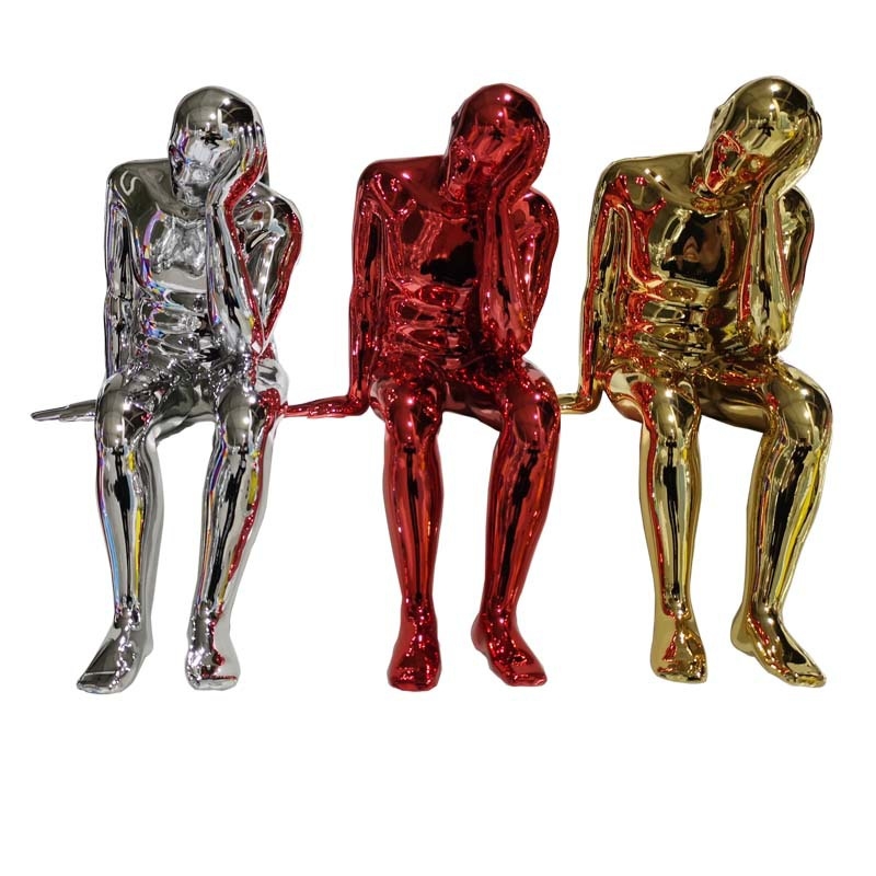 Sculptură din rășină electroplacată – Gânditor pentru rafturi și expoziții