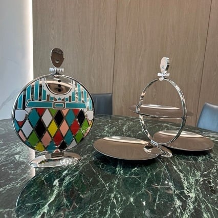 Suport rotund pentru prăjituri cu spațiu de depozitare, pliabil, creativ, farfurie de desert cu aer de lux, decor elegant, cadou pentru casa nouă, pentru masă.