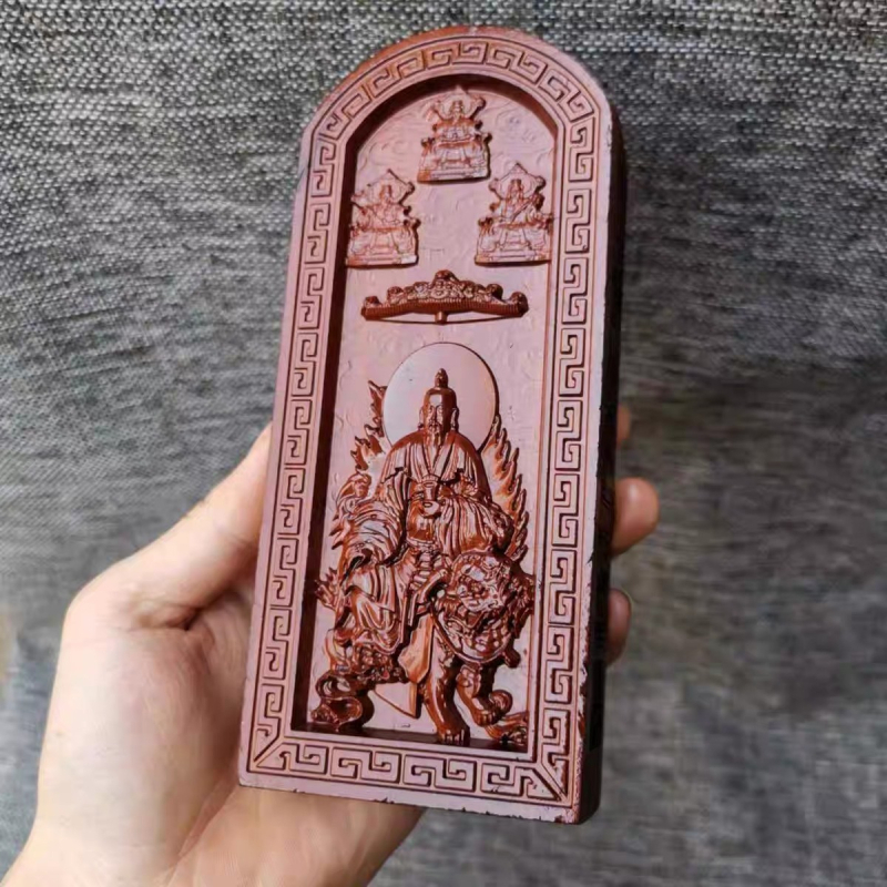 Taoistički talisman od drveta jujube s reljefnom gravurom, Taiyi Tianzun Sanqing