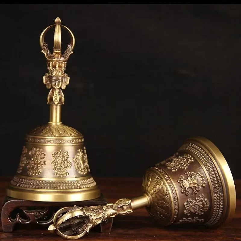 Brončani tibetanski Vajra zvon i Vajra štap za ritual, bakreni zvončići s pet i devet grana, ručni zvuk s jasnim tonom
