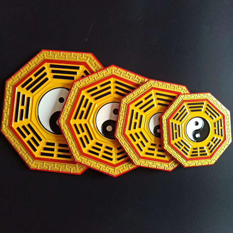 Tai Chi Bagua ogledalo sa zlatnim rubom, konkavno-konveksno ogledalo, ukras za vrata i kućnu dekoraciju