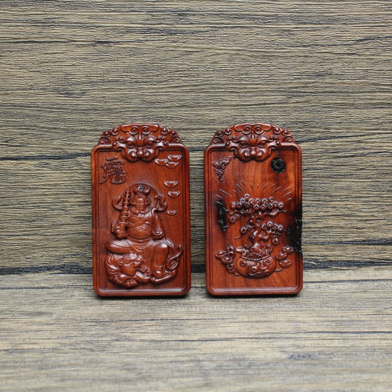 Drveni talisman Zhao Gongming – Drvo bogatstva s reljefom, taoistički ritualni alat, drveni proizvod