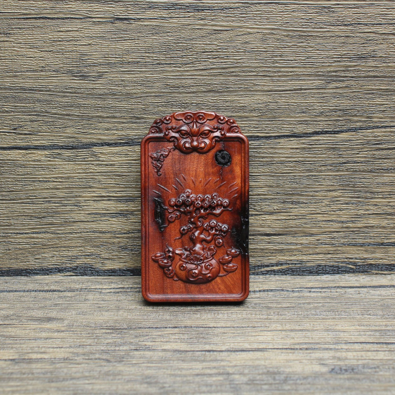 Drveni talisman Zhao Gongming – Drvo bogatstva s reljefom, taoistički ritualni alat, drveni proizvod