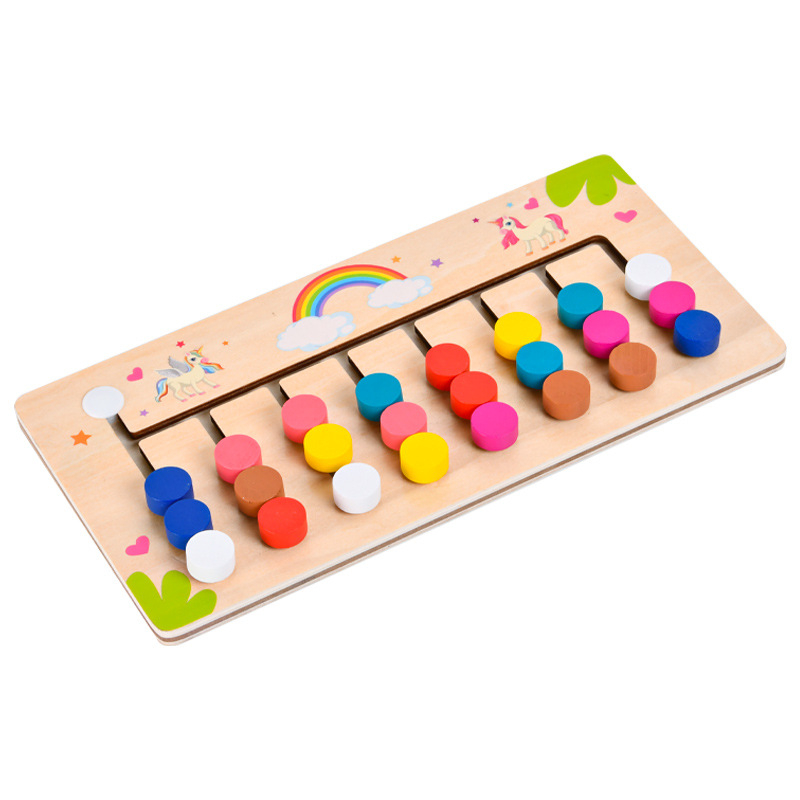 Drvena logička igra s četiri boje – edukativna stolna igra za koncentraciju, razvoj kognitivnih vještina i interakciju roditelj-dijete.