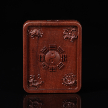 Thangka privjesak od drveta jujube, ručno oslikan, Bagua dizajn, kaligografija Jade Card, motiv Pet Gromova