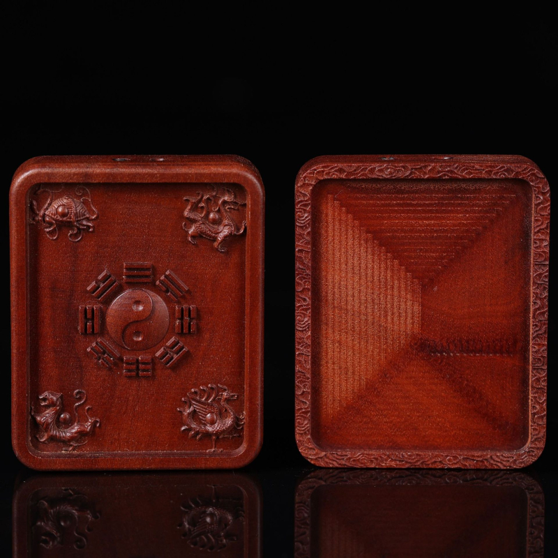 Thangka privjesak od drveta jujube, ručno oslikan, Bagua dizajn, kaligografija Jade Card, motiv Pet Gromova