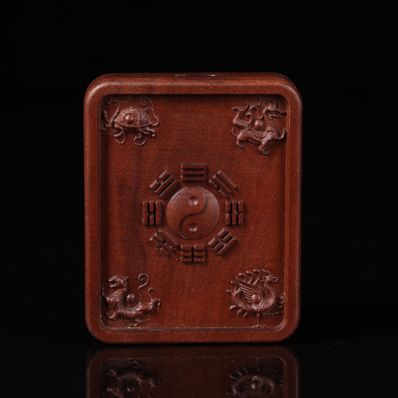 Thangka privjesak od drveta jujube, ručno oslikan, Bagua dizajn, kaligografija Jade Card, motiv Pet Gromova