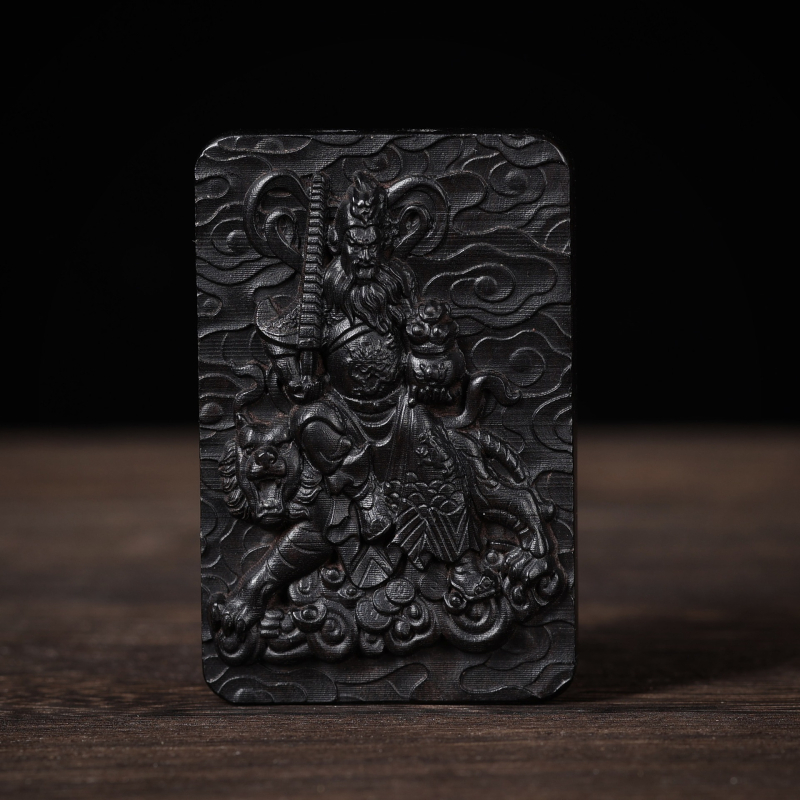 Viseći privjesak od drveta jujube s nefritnim izgledom, pet bogova bogatstva: Zhao Gongming i Wu, amulet