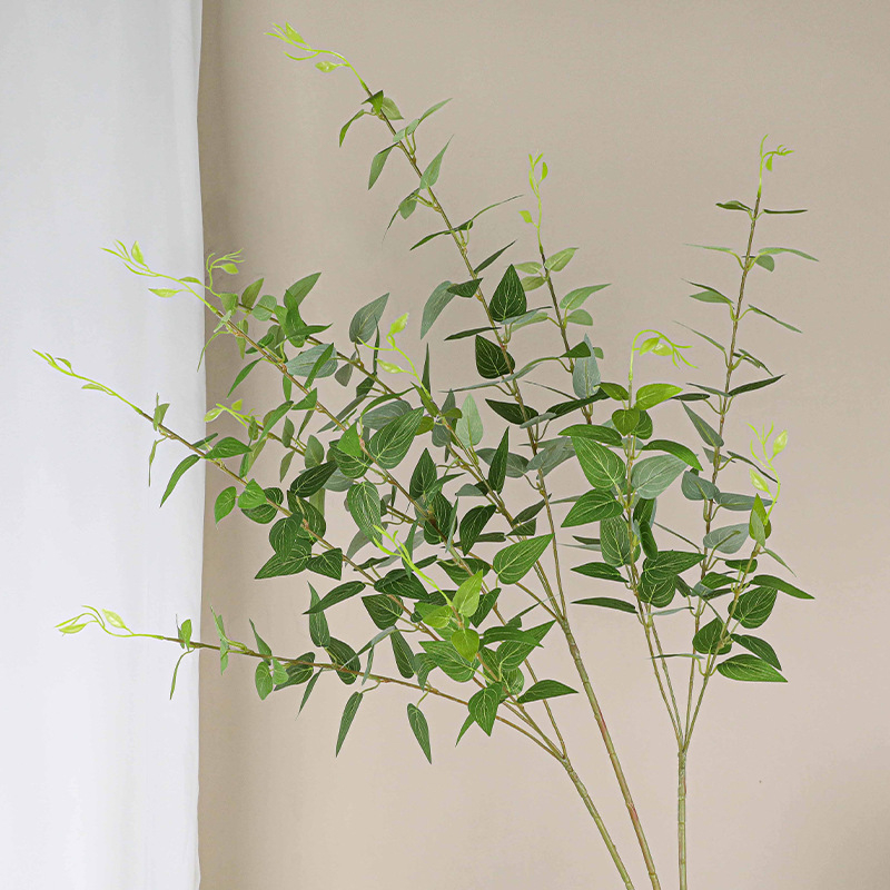 Tulpină artificială cu patru frunze de camelia, pentru decorarea mobilierului, recuzită fotografică, aranjamente florale și plante decorative în ghivece