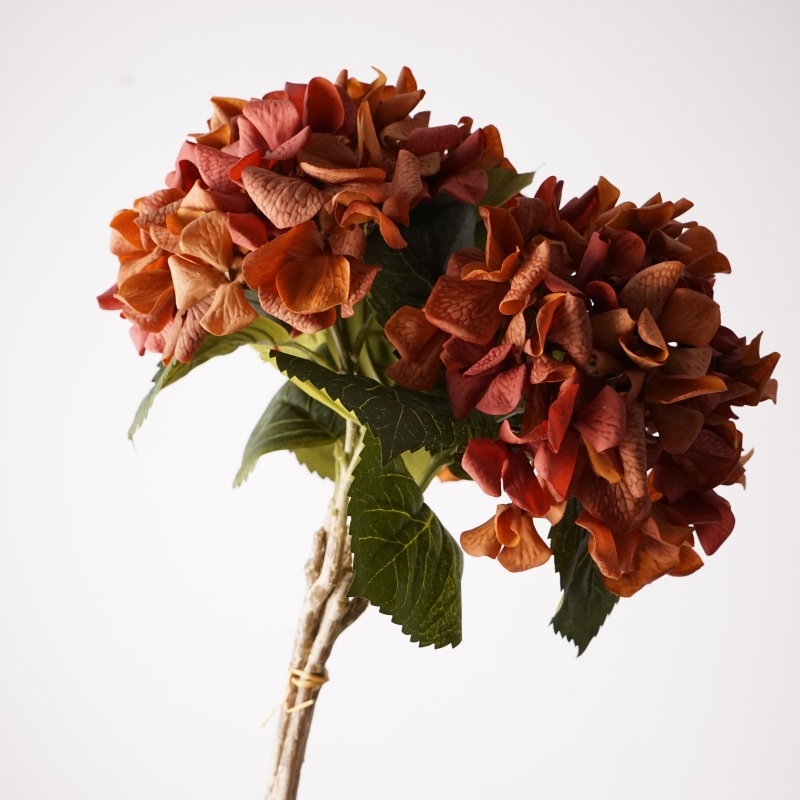 Flori artificiale de înaltă calitate, cu atingere plăcută și senzație hidratantă, hortensie mare în nuanțe de toamnă, temă retro, aranjament floral de interior și fundal decorativ